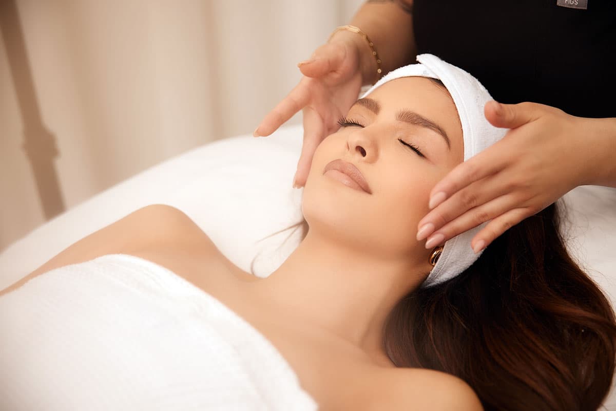 Person getting a facial in Chino Hills.